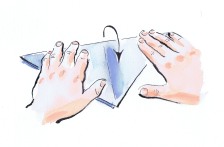 illustrated hands folding paper for an origami project. by Laura Elliott at Drawesome Illustration, Bristol. Illustration, Design, Whimsy