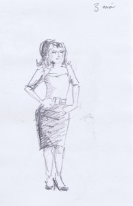Dr Sketchy's pencil figure sketch of burlesque performer Suzie Sequin