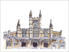 watercolour painting of Bristol Temple Meads train station by Laura Elliott at Drawesome Illustration, Bristol. Illustration, Design, Whimsy