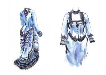 Watercolour paintings of a blue period costume by Laura Elliott at Drawesome Illustration, Bristol. Illustration, Design, Whimsy