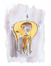 watercolour painting of a fox fur stole on a hanger by Laura Elliott at Drawesome Illustration, Bristol. Illustration, Design, Whimsy