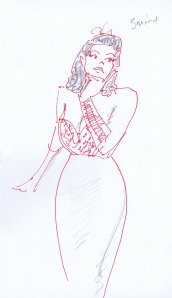 pen and pencil sketch of burlesque performer Ramona Rose