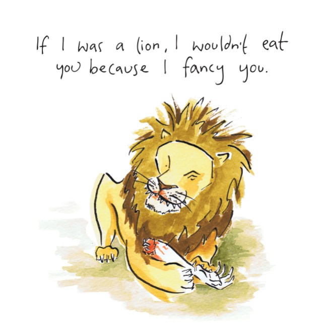 watercolour image of a lion, alternative valentine image